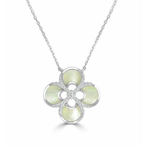 Medium Diamond  Camellia  With White Mother Of Pearl Pendant