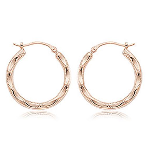 Medium Fancy Hoop Earrings - 14K Rose Gold