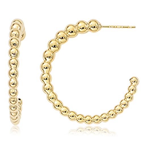 Medium Graduated Bead Hoop Earrings - 14K Yellow Gold