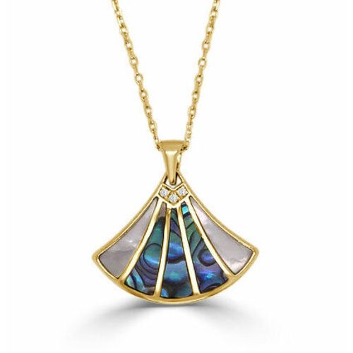 Medium  Hera  Diamond With Abalone & White Mother Of Pearl Pendant