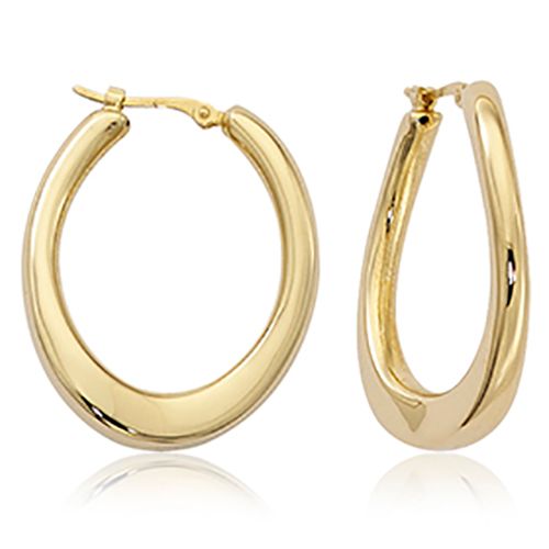 Medium Offset U Shaped Hoop Earrings - 14K Yellow Gold