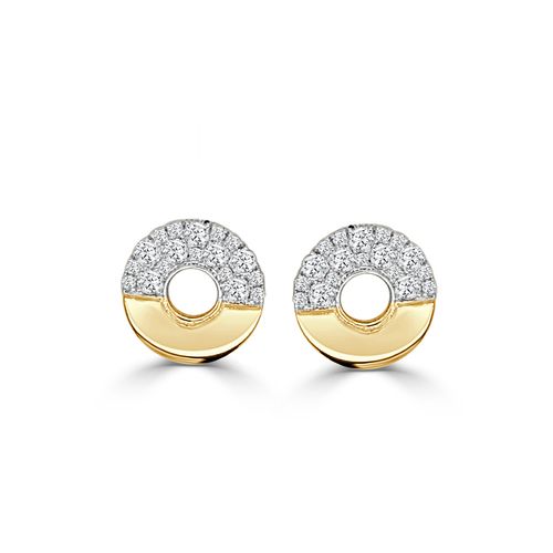 Medium Open Half Polish Half Diamond Nebula Earrings