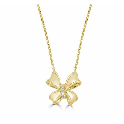 Medium Ribbon With White Mother Of Pearl & Diamond Pendant