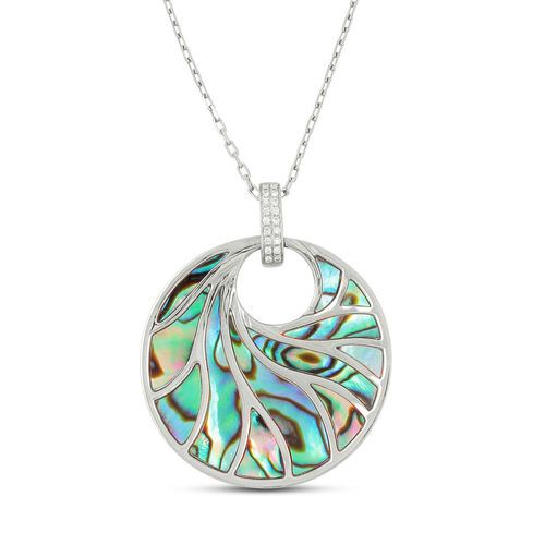 Medium round abalone and diamond Venus Pendant