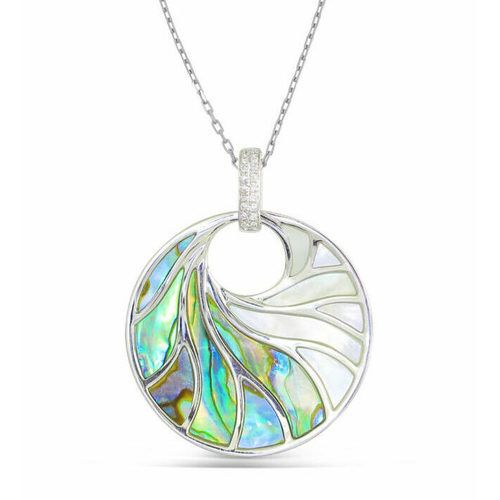 Medium round abalone & white mother of pearl Venus Pendant