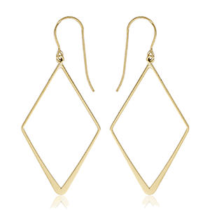 Medium Simple Diamonds Drop Earrings - 14K Yellow Gold