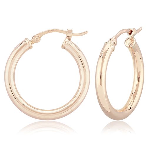 Medium Tube Hoop Earrings - 14K Rose Gold - 03-357R