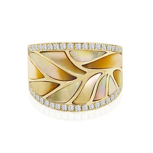 Medium Venus Wave Diamond With Yellow Mother of Pearl Band