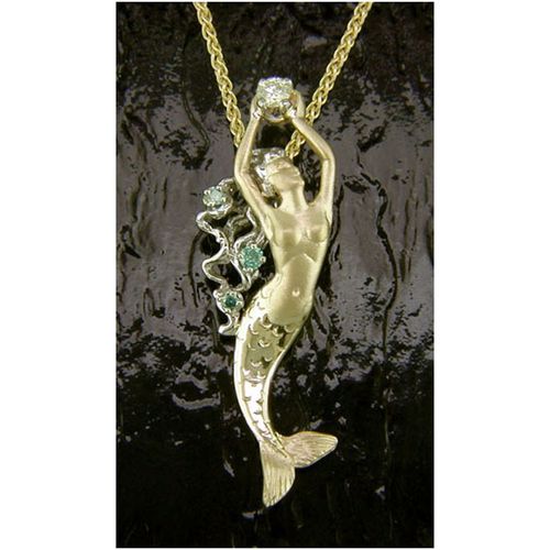 Mermaid Diamond Pendant - 14K Gold  - SD-M043