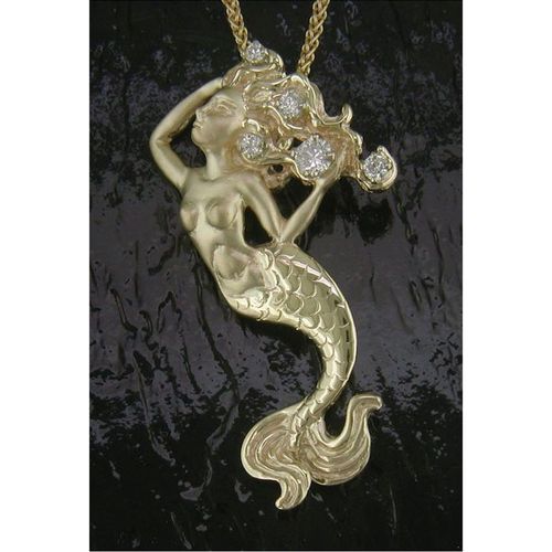 Mermaid Glamor Pendant - 14K Gold  - SD-M095