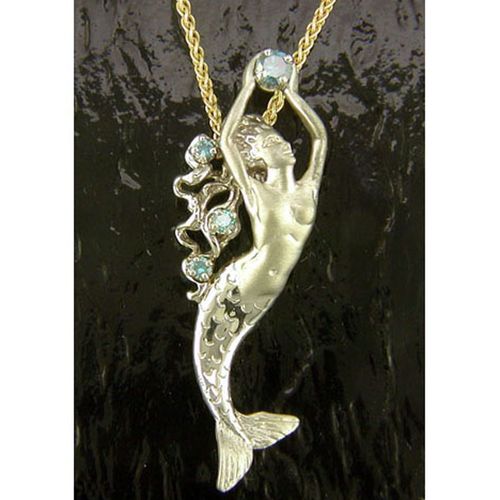 Mermaid Goldie Diamond Pendant - 14K Gold  - SD-M042WDB