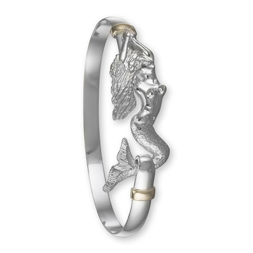 Mermaid Hook Bracelet - Sterling Silver & 14K Yellow Gold 6mm 6.5 Inch