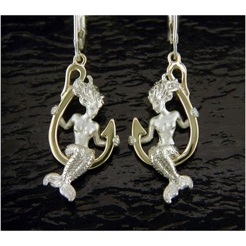 Mermaid Hook Earrings - Sterling Silver and 14K Gold  - SD-SGE112