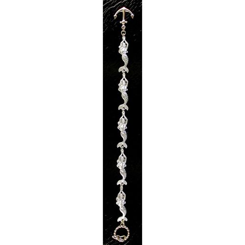Mermaid Link Bracelet with Anchor Clasp - Sterling Silver and 14K Gold  - SD-SGB102