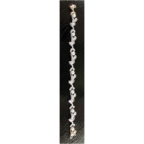 Mermaid Link Bracelet with Pearl - Sterling Silver and 14K Gold  - SD-SGB104