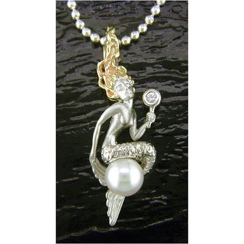 Mermaid Loreli Pendant - Sterling Silver and 14K Gold  - SD-SGP102