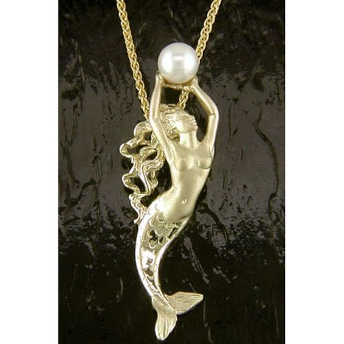 Mermaid Pearl Pendant - 14K Gold  - SD-M042P