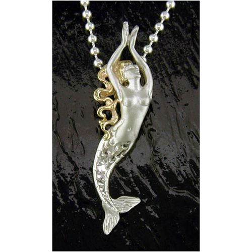 Mermaid Pendant - Sterling Silver and 14K Gold  - SD-SGP100