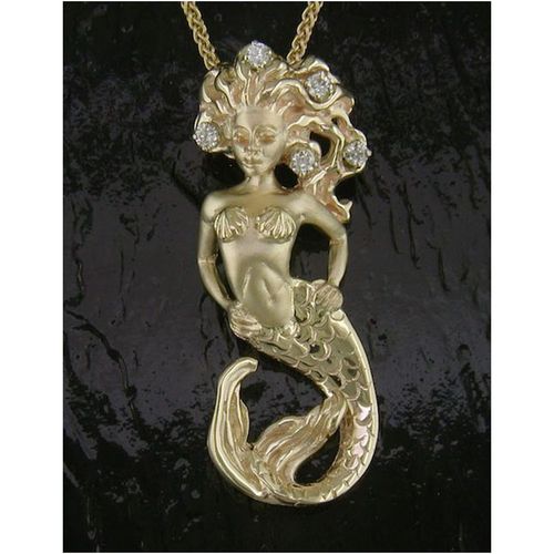 Mermaid Sassy Pendant - 14K Gold  - SD-M093