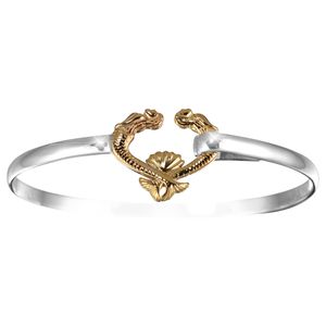 Mermaids Heart Hook Bracelet - Sterling Silver & 14K Gold 4mm 7.5 Inch