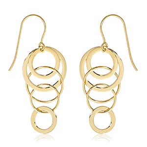Mini Cascading Circles Drop Earrings - 14K Yellow Gold