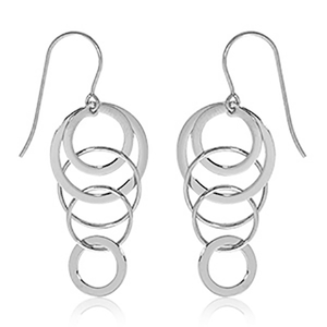 Mini Cascading Circles Drop Earrings - Sterling Silver