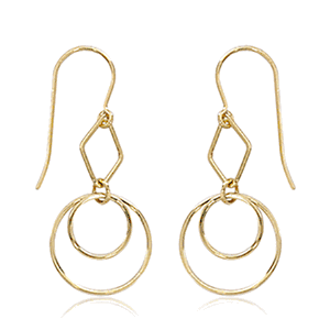 Mini Circle Duo Drop Earrings - 14K Yellow Gold