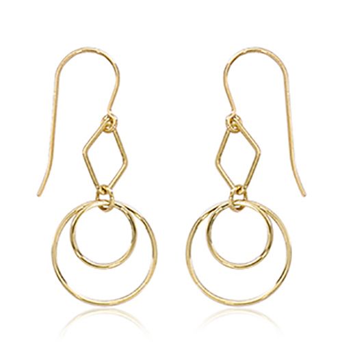 Mini Circle Duo Drop Earrings - 14K Yellow Gold