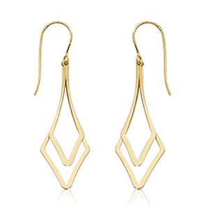 Mini Double Diamond Drop Earrings - 14K Yellow Gold