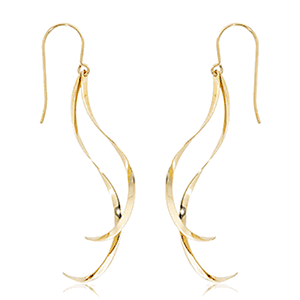 Mini Double Twist Flat Wire Drop Earrings - 14K Yellow Gold