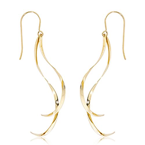 Mini Double Twist Flat Wire Drop Earrings - 14K Yellow Gold