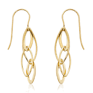 Mini Interlocking Almond Drop Earrings - 14K Yellow Gold