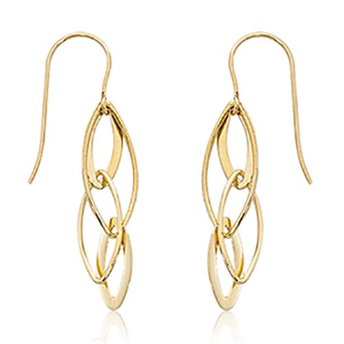 Mini Interlocking Almond Drop Earrings - 14K Yellow Gold