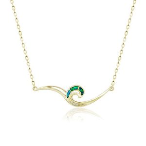 Mini Opal Inlay Wave Necklace, Hawaiian Inspired  Necklace, MWN-0005