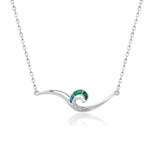 Mini Opal Wave Necklace, Hawaiian Inspired Necklace, MWN-0005-WG