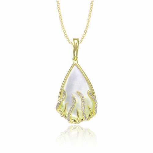Mini pear-shaped Luna Flame pendant with white Mother of Pearl