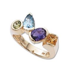 Mixed Semi Precious Yellow Gold Rings