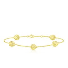 14K Yellow Gold Leaf Tropical Flowers Bracelet
