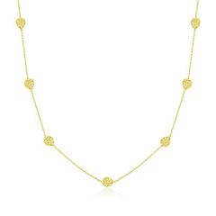14K Yellow Gold Leaf Tropical Flowers Necklace