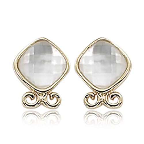 MOP Checkerboard Earrings - 14K Yellow Gold