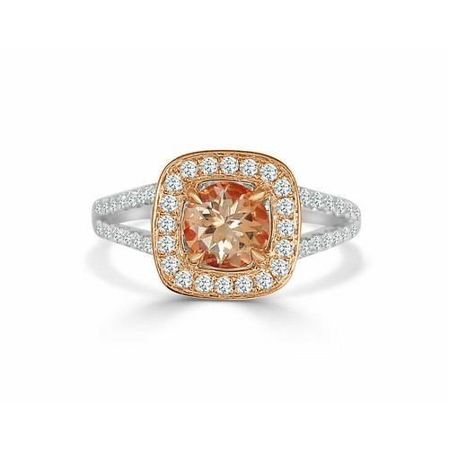 Morganite Diamond Cushion Top Split Shank Semi Mount Ring