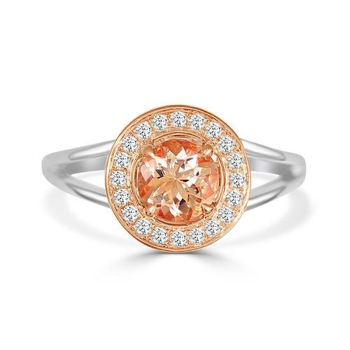 Morganite Diamond Semi Mount Polished Shank Ring
