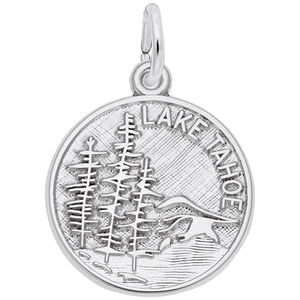 Mountain Scene - Lake Tahoe Charm 14K While Gold - 10-8477-0-14KW