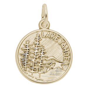 Mountain Scene Lake Tahoe Charm - Gold Plated - 10-8477-gp