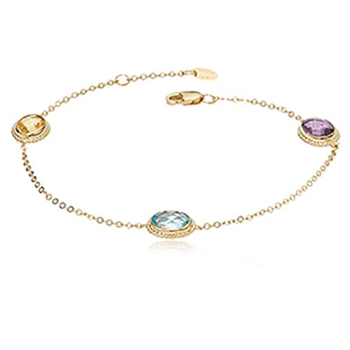 Multi Color Adjustable Bracelet - 14K Yellow Gold