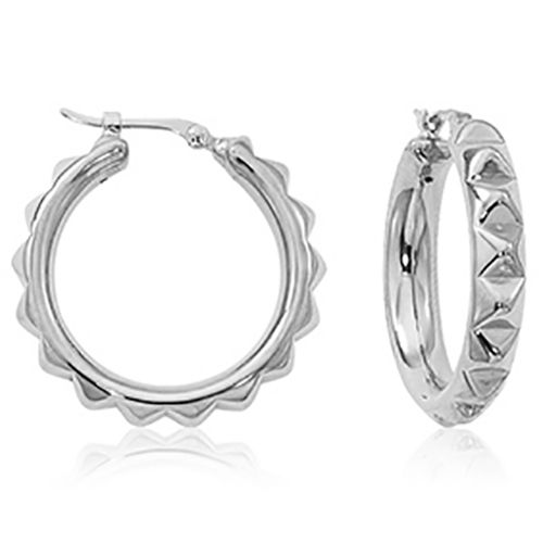 Multi Pyramid Hoop Earrings - Sterling Silver
