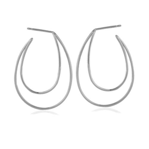 14kw Double Off Set Oval Earrings - 14490WG