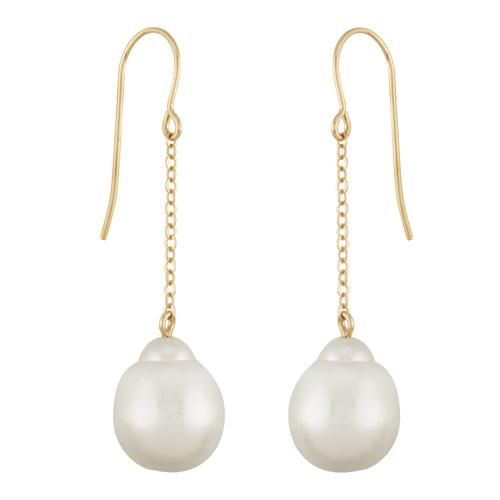 14ky 12mm Baroque Pearl Drop Earrings - 13547BRFP