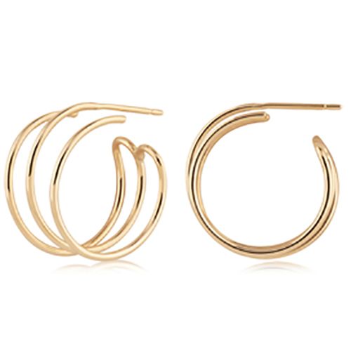 14ky 15mm Triple Cuff Earrings - 14481LRG