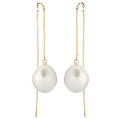 14ky Baroque Fwp Threader Earrings - 13130BRFP